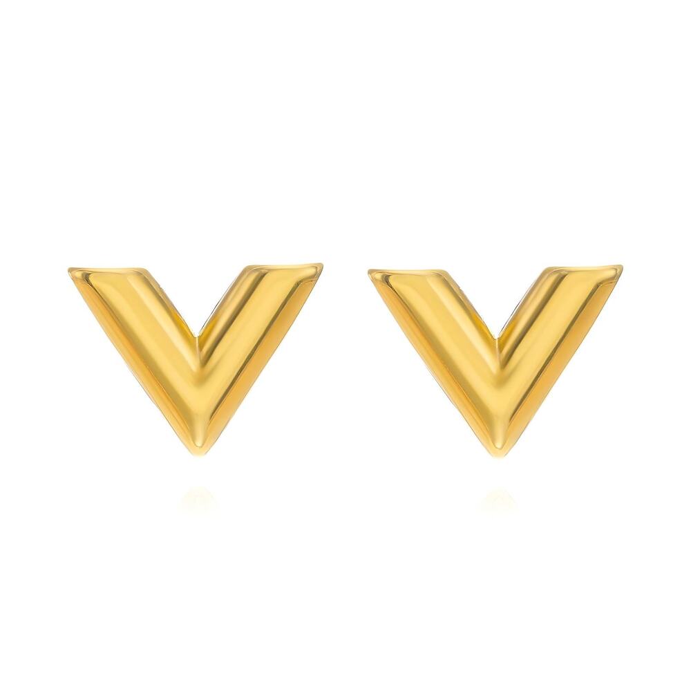 18K gold plated Stainless steel letter "V" earrings